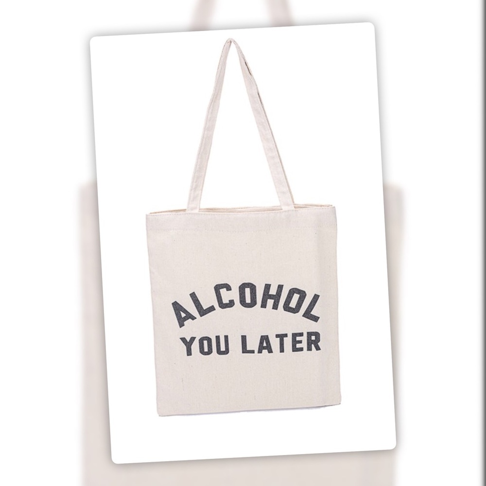 Mom Humor: Alcohol You Later Beige Tote - Picture 2 of 2